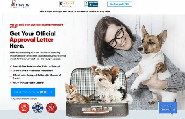 American Service Pets ESA letter cost